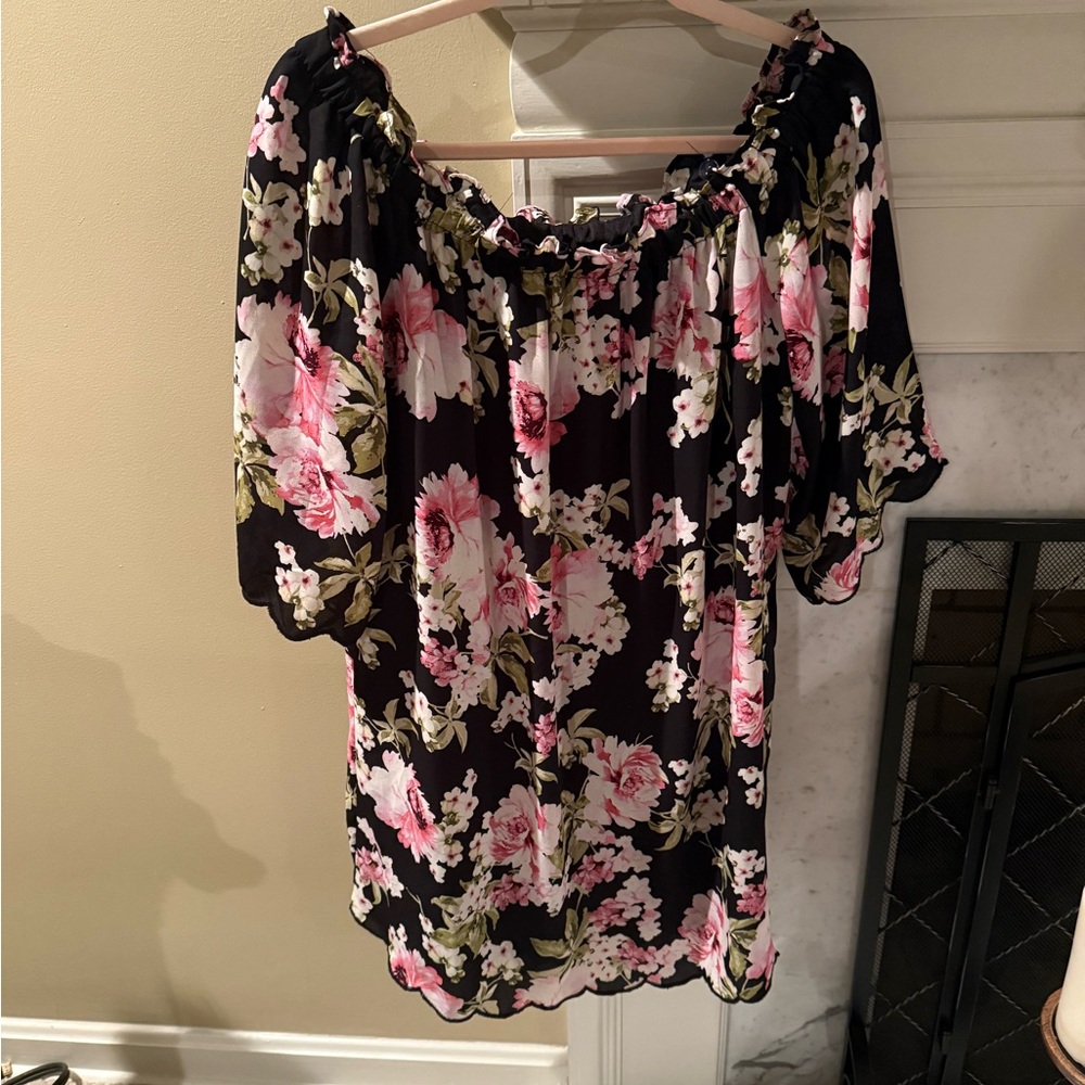 Lily Rose Black and Floral lined dress Size XL. Wear With or without straps